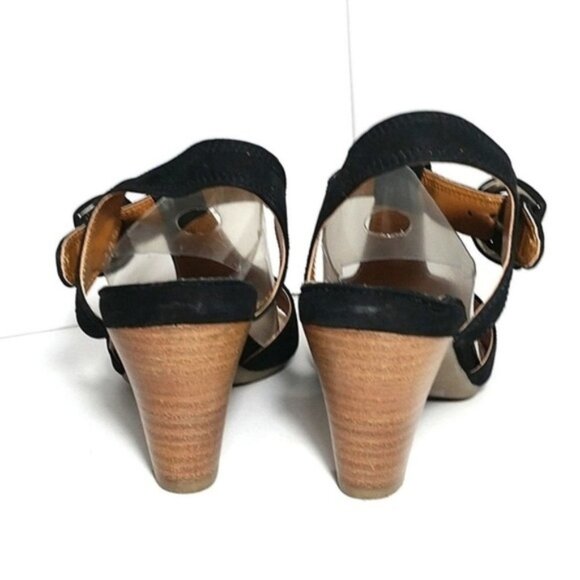 Ara T Strap Suede Heeled Sandals Black sz 8.5 - Picture 4 of 8